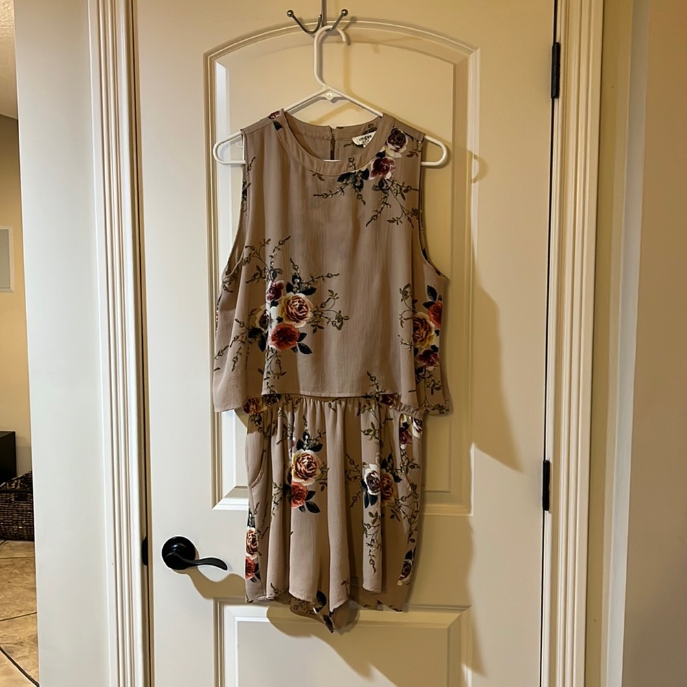Umgee Floral Sleeveless Dress - Beige and Multicolor
